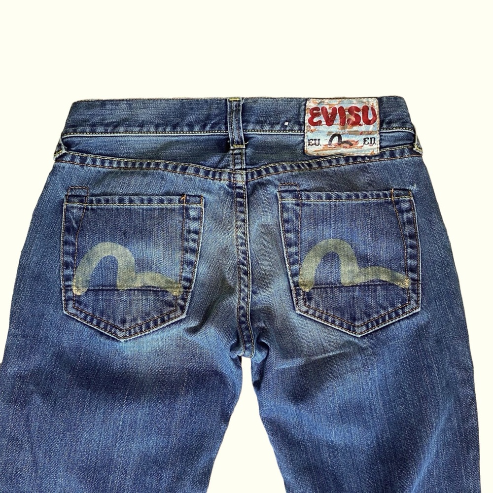 EVISU Dark Washed Denim Blue Jeans Size 28